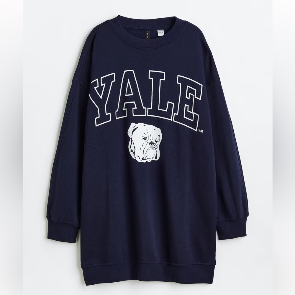 Oversized Printed Sweatshirt Dress Yale Navy Sweatshirt